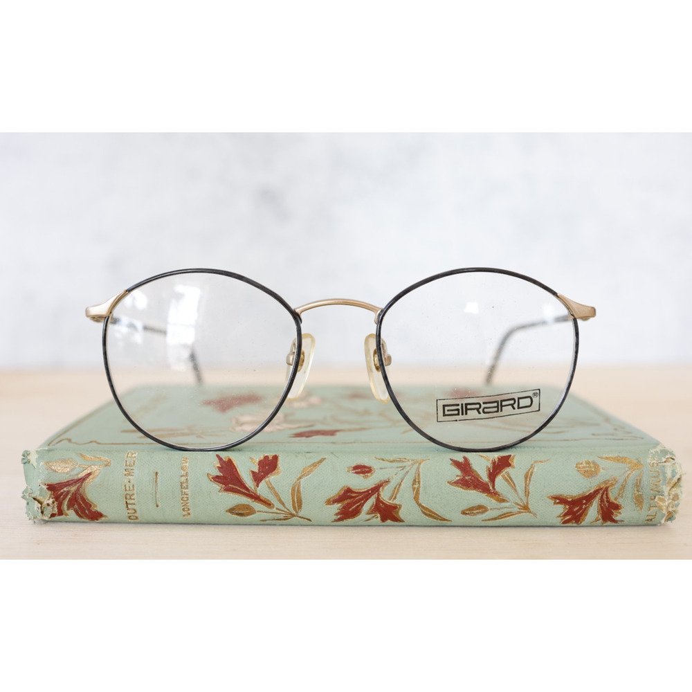 Vintage Eyeglass Frames 1980s By Girard Korea semi round Preppy Academia